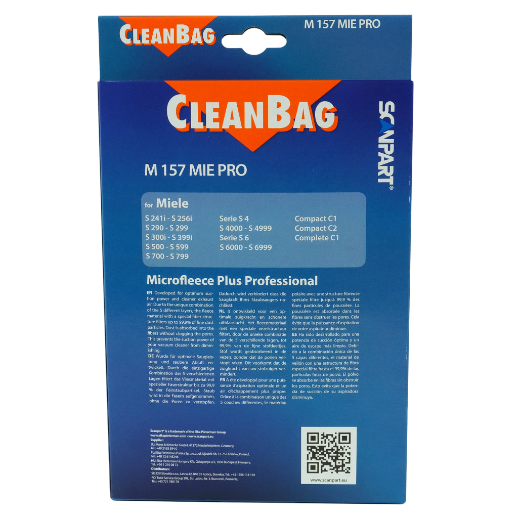 Scanpart cleanbag sac à poussière m 157 mie pro miele 5 pièces