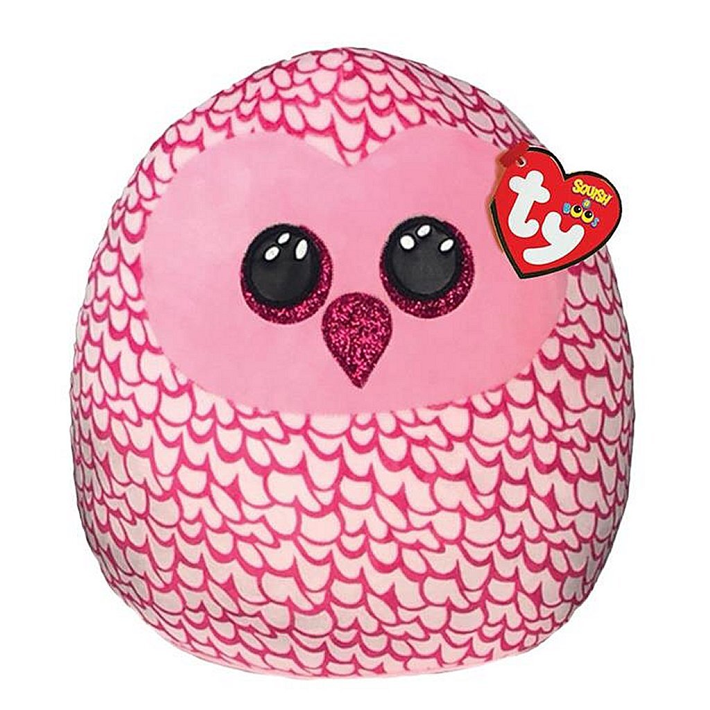 Ty squish a boo coussin câlin hibou pinky 23 cm