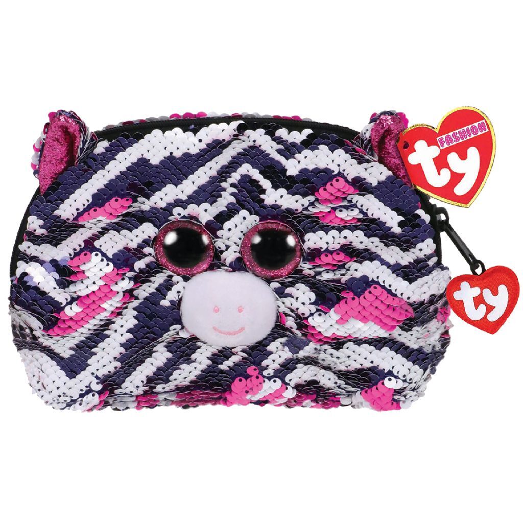 Ty sac à main fashion zebra zoey 20 cm noir blanc rose