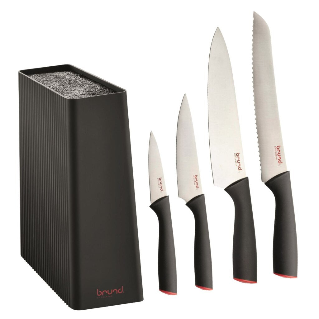 Brund bloc à couteaux easy cut 5 pièces noir rouge