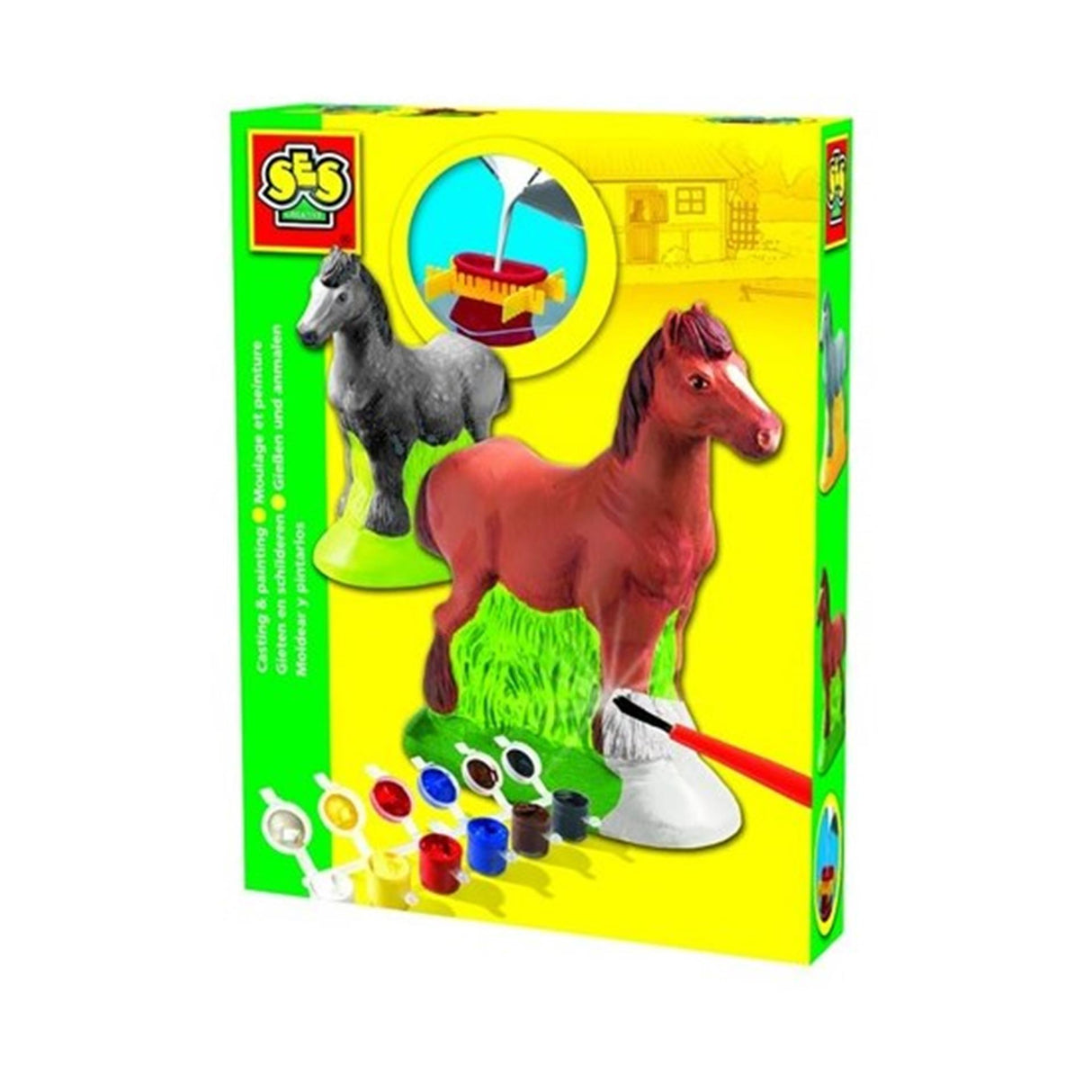 Moulage de six personnages, cheval