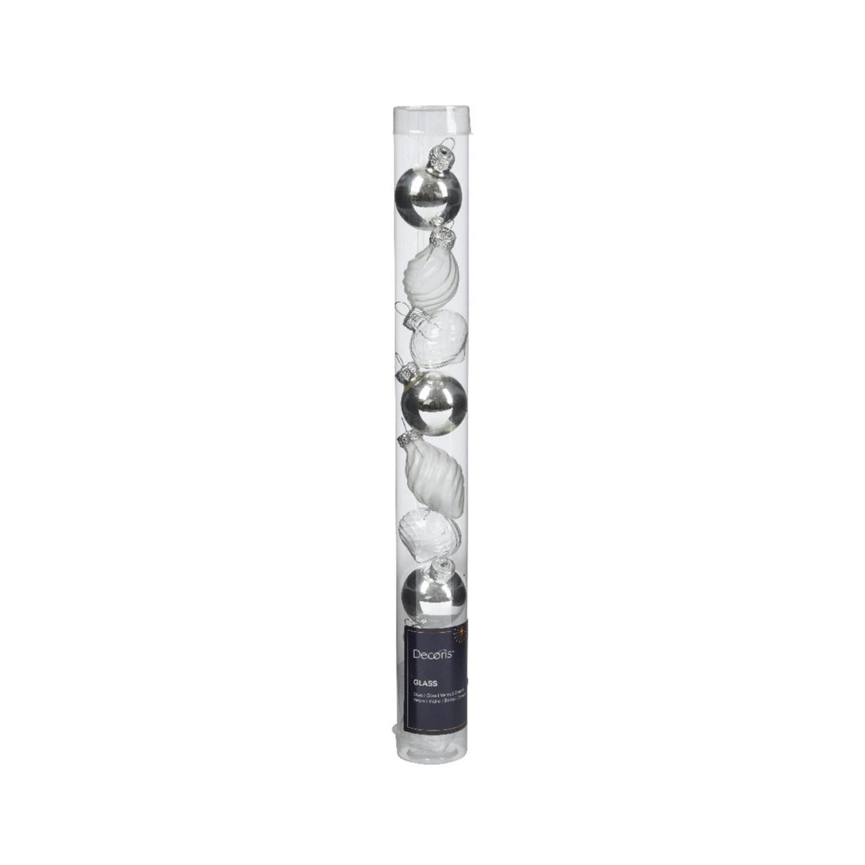 Decoris Boules de Noël mini dia3cm verre argent 9pcs