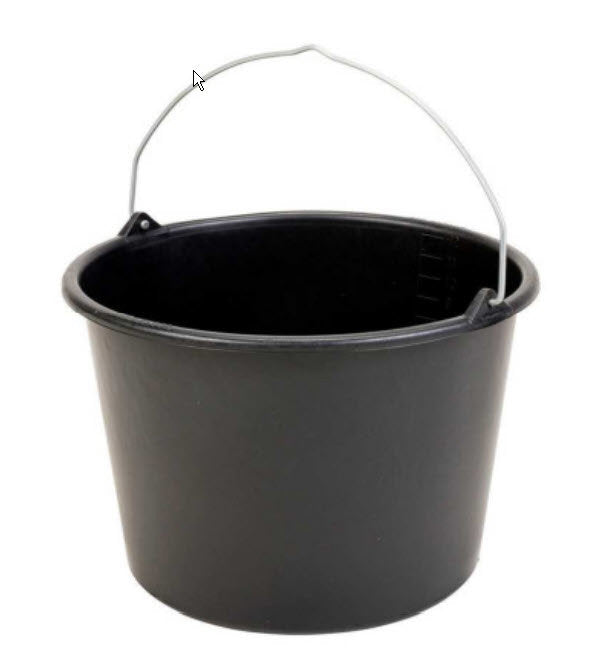 Seau de chantier noir 12 L avec anse en acier