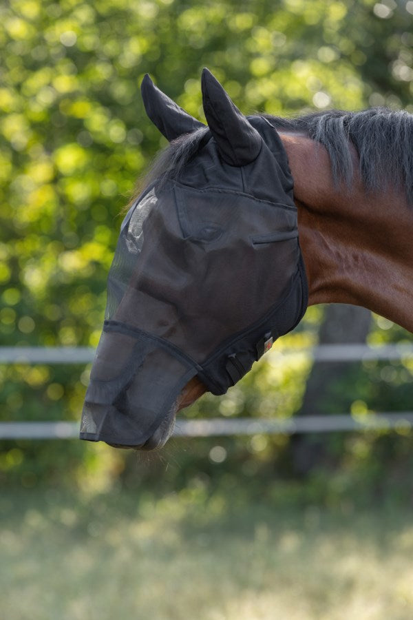 Masque anti-mouches avec protection des oreilles et du nez poney