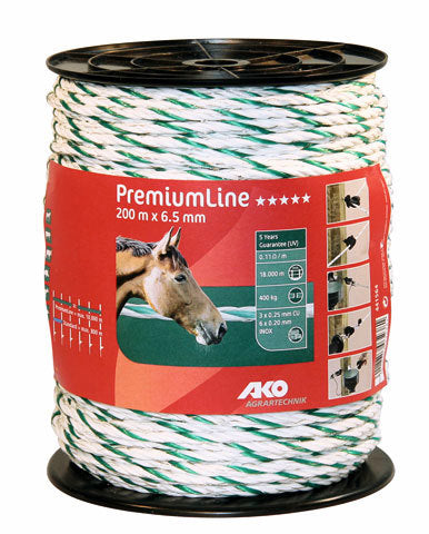 Ako producten premiumline schrikkoord wit groen 6 5mm 200m