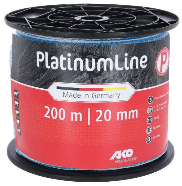 Ako Platinumline ruban anti-effrayant 20 mm blanc bleu 200m