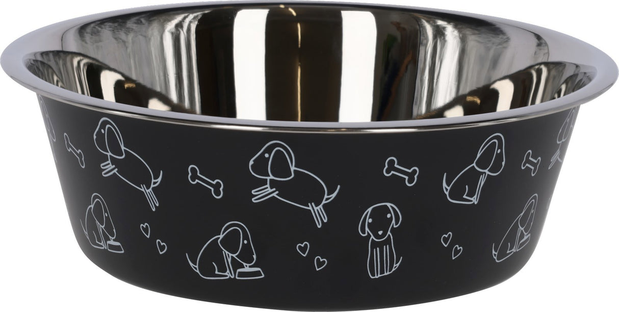 Mangeoire à oiseaux noire en inox avec motif 4000ml