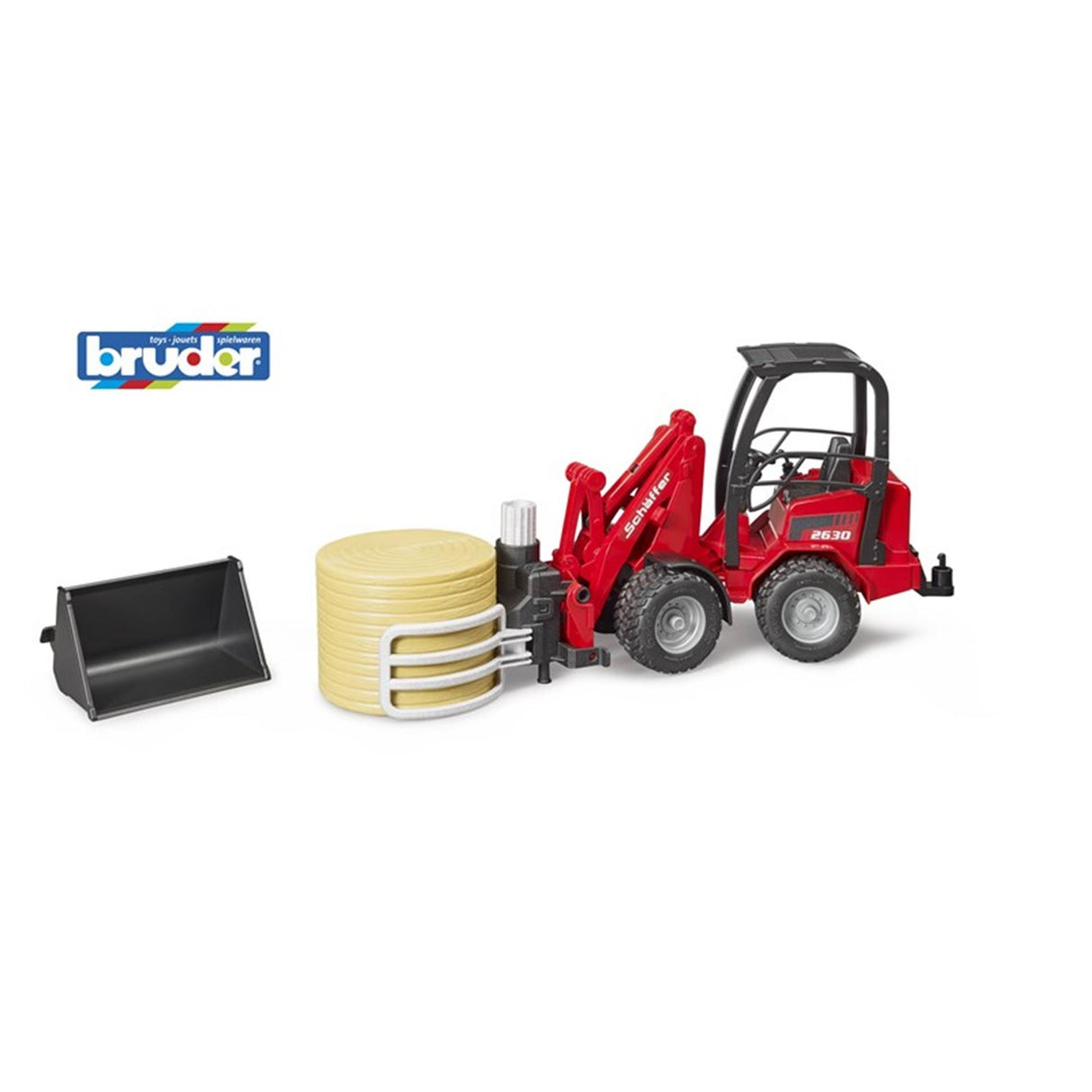 Bruder Shovel Schaeffer 2630 Balgrijper avec Hooibaal rond