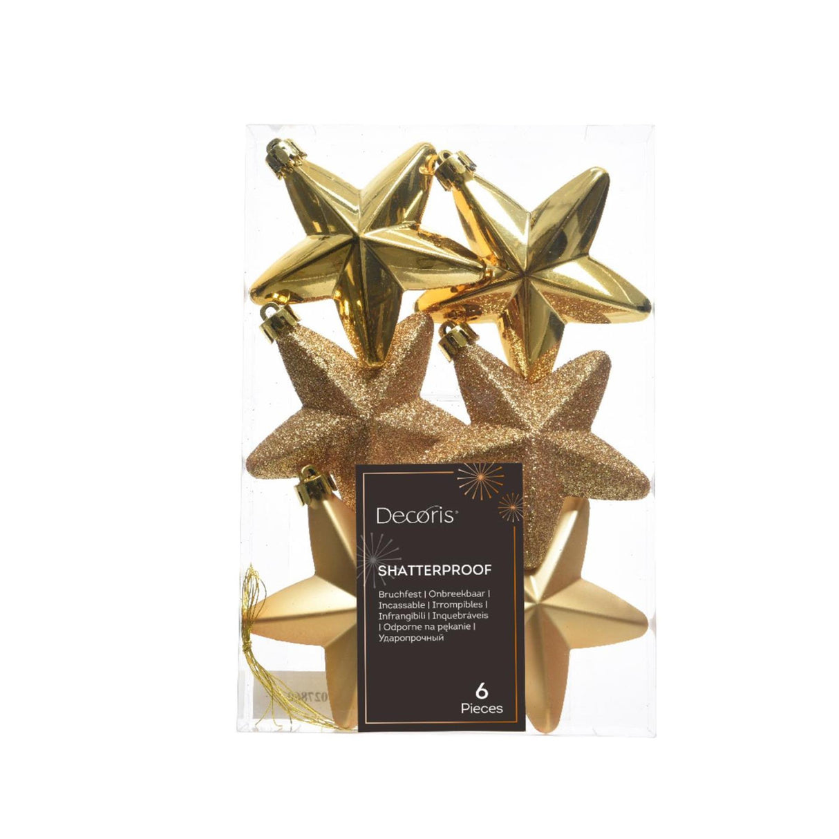Decoris Pendentif de Noël étoile or dia7cm 6-pièces