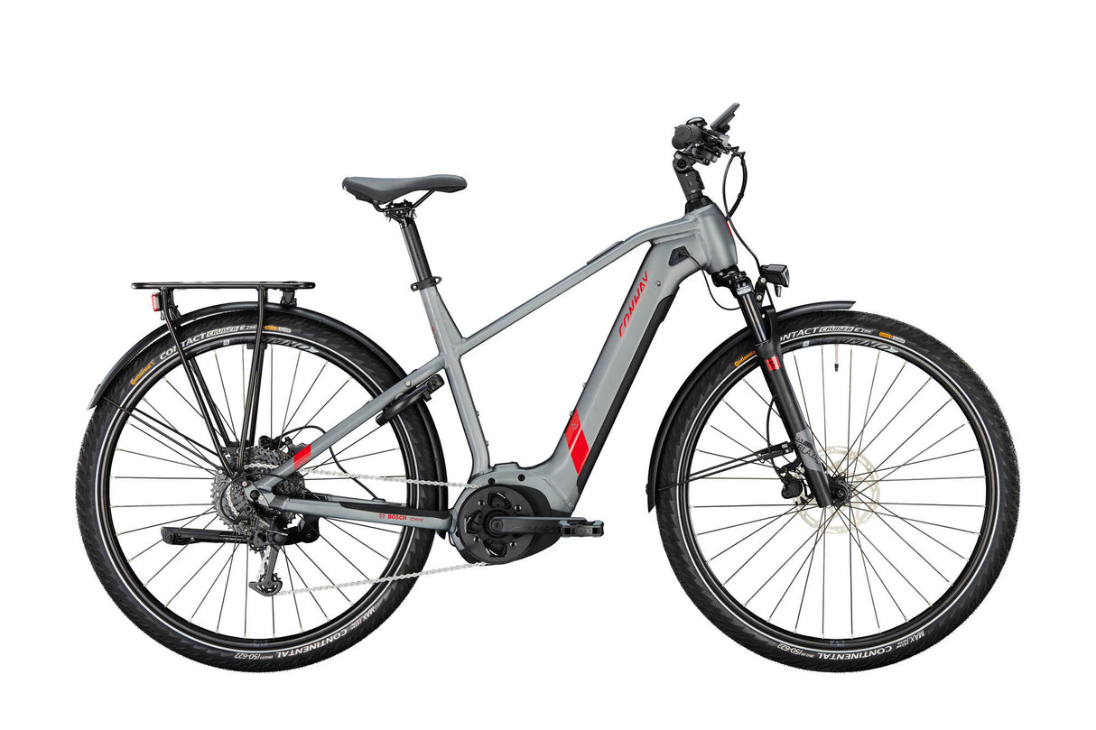 Vélo de trekking électrique Conway Cairon T 2.0 625 mod. 23 ebike conw.cairon t 2.0 625 28 48 diam. gris rouge