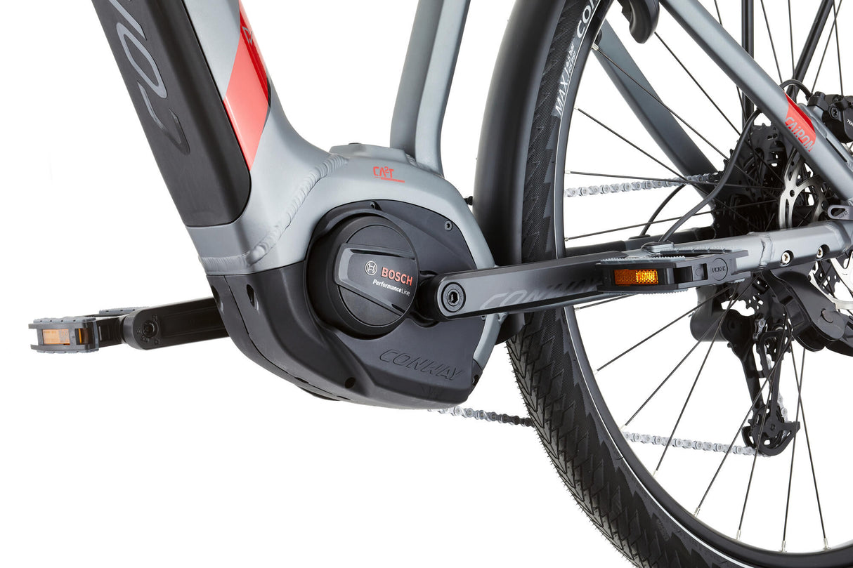 Vélo de trekking électrique Conway Cairon T 2.0 500 mod. 23 conw. caire t 2.0 500 28 46 escaliers. gris rouge