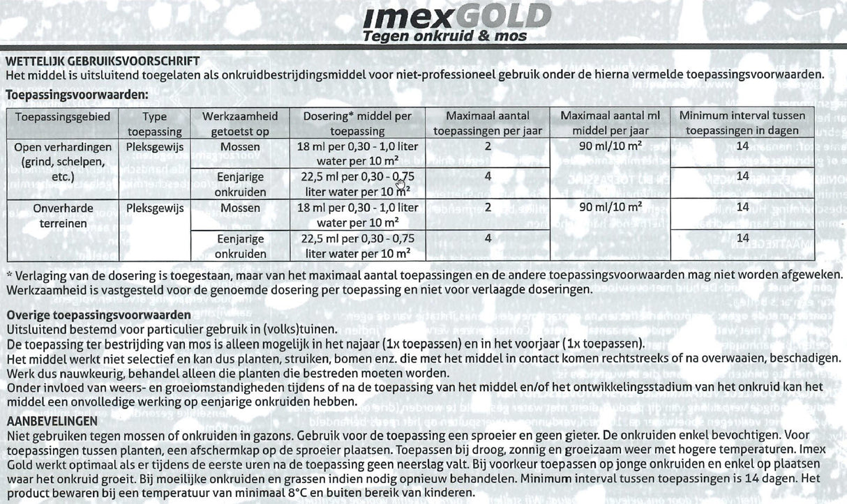 Imex gold contre les mauvaises herbes et la mousse 450ml