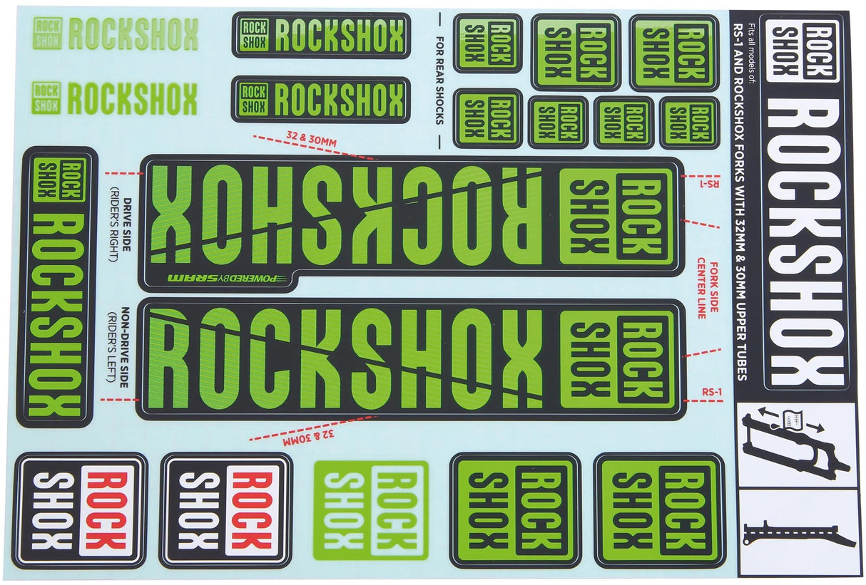 Ensemble de décalcomanies Rockshox decor set vert
