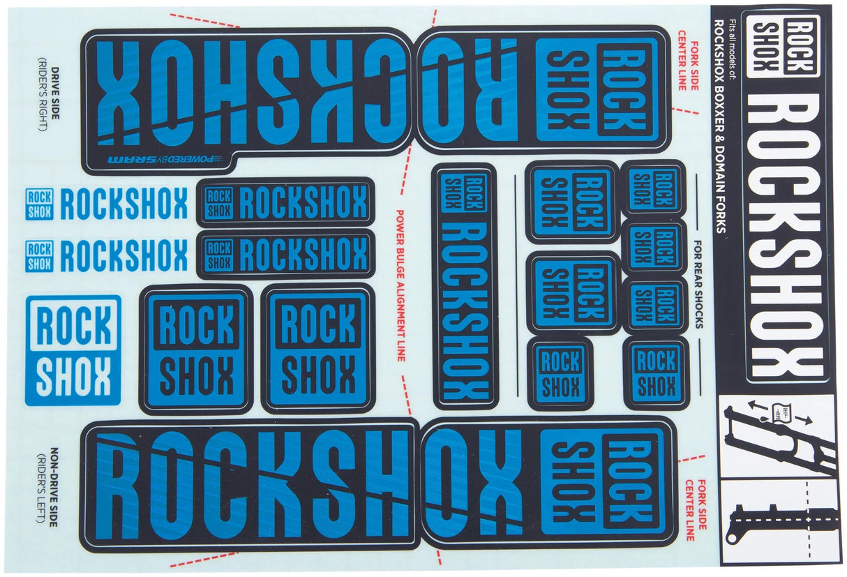 Ensemble de décoration Rockshox, ensemble d'autocollants bleu