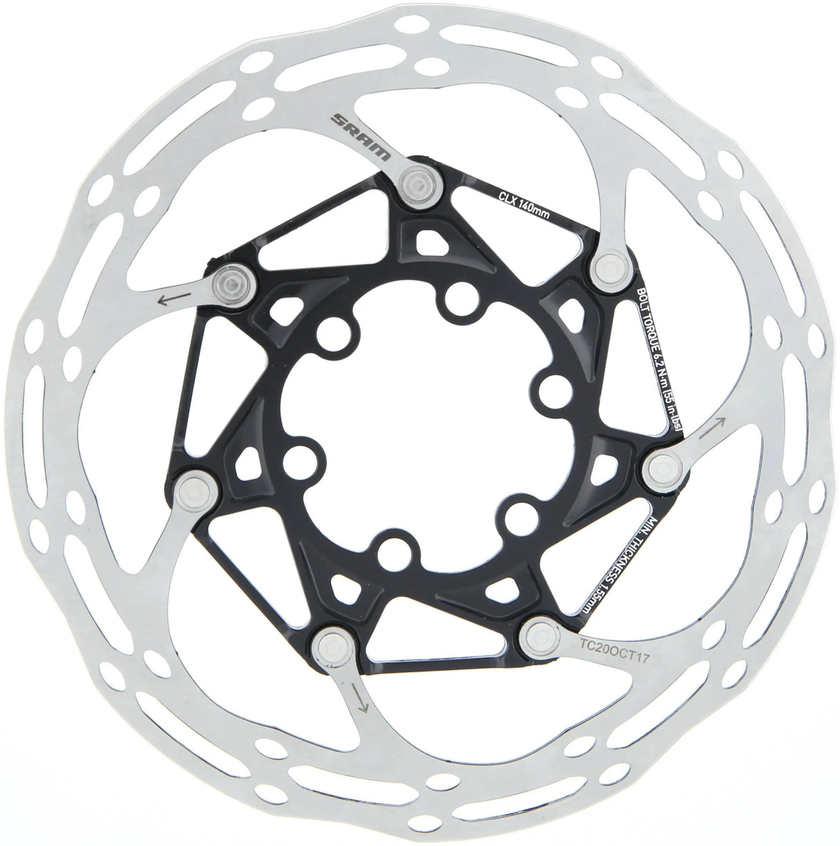 Ligne centrale du disque de frein Sram x ligne centrale du rotor x 6h.acier inoxydable, araignée en aluminium