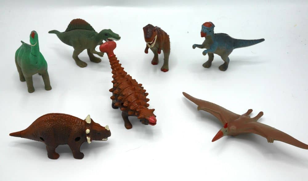 8 dinosaures, 7 sur photo + en bonus dinosaure supplémentaire.