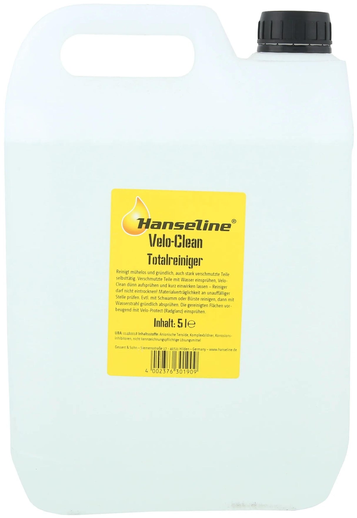 Hanseline nettoyant pour vélo velo clean nettoyant pour vélo velo clean 5l