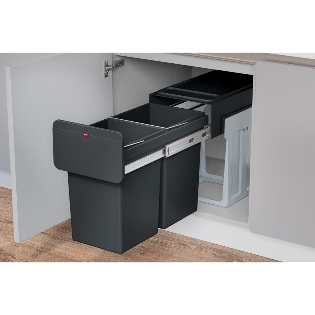 Hailo Hailo 0310-100 EcoLine Design L Poubelle encastrable 2x14L Noir