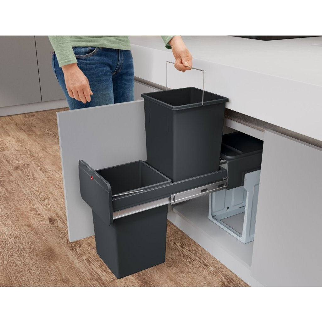 Hailo Hailo 0310-100 EcoLine Design L Poubelle encastrable 2x14L Noir