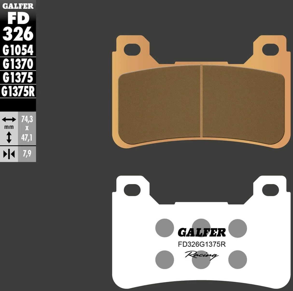 Galfer plaquettes de frein fd326 plaquette de frein fd326 g1375r sint.metal racing