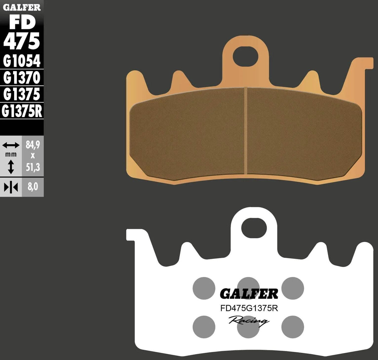 Galfer plaquettes de frein fd475 plaquette de frein fd475 g1375r sint.metal racing