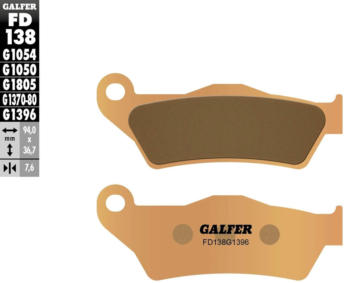 Galfer plaquettes de frein fd138 plaquette de frein fd138 g1396 métal fritté