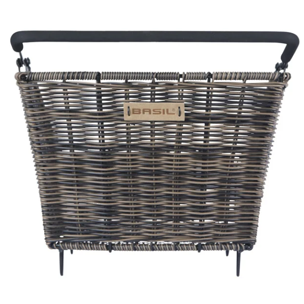 Basil panier à vélo cento aspect rotin multi système 41 x 25 x 12 cm - marron