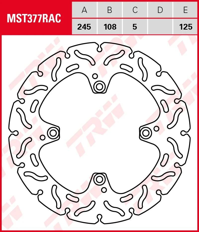 Disque de frein TRW mst377rac. rotor mst377rac rigide