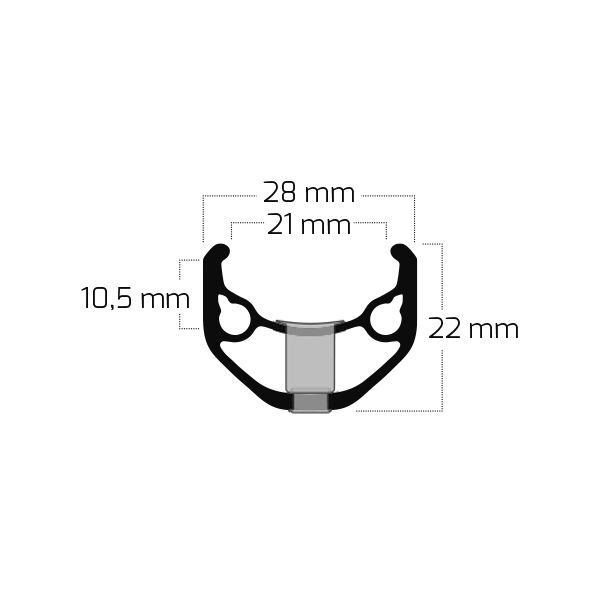 Ryde Velg Zac 421 28 29 622 * 21c Aluminium 36 trous 14g noir aiguisé