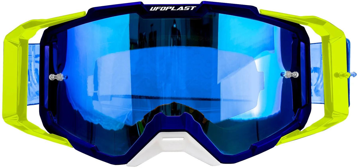 Lunettes de motocross Ufo pipi core 2.0. lunettes cross core 2.0 bleu jaune