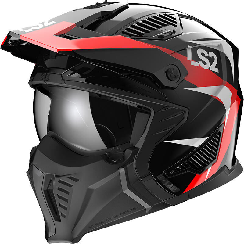 Ls2 casque modulable of606 drifter triality casque of606 drifter triality xxl noir rouge