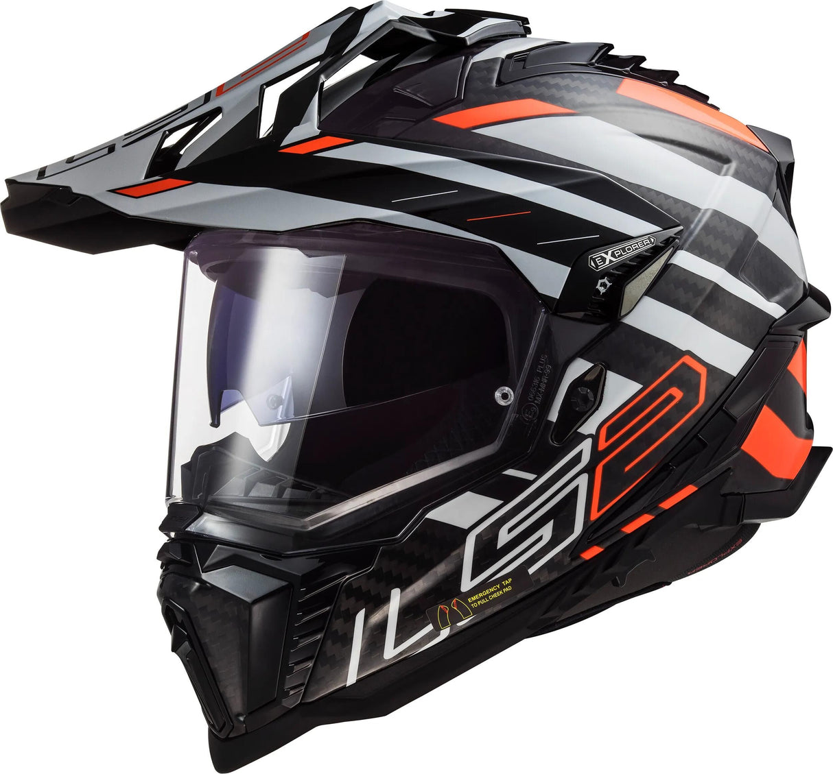 Casque enduro LS2 MX701 Explorer Carbon Edge. casque mx701 exp.car. bord xl bl. blanc ou