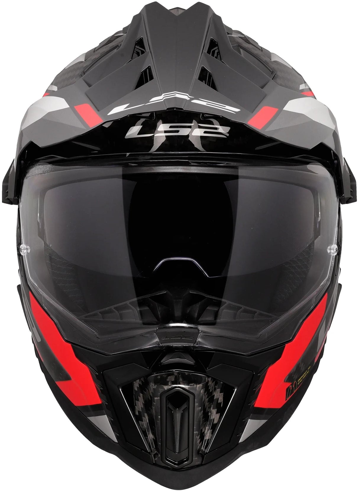Casque enduro Ls2 mx701 explorer carbon frontier ii, pare-soleil interne, amovible, lavable, hypoallergénique et respirant, mentonnière renforcée, coussinets de joues de sauvetage, casque double doublure en D mx701 expl. car.fr.ii m rouge noir
