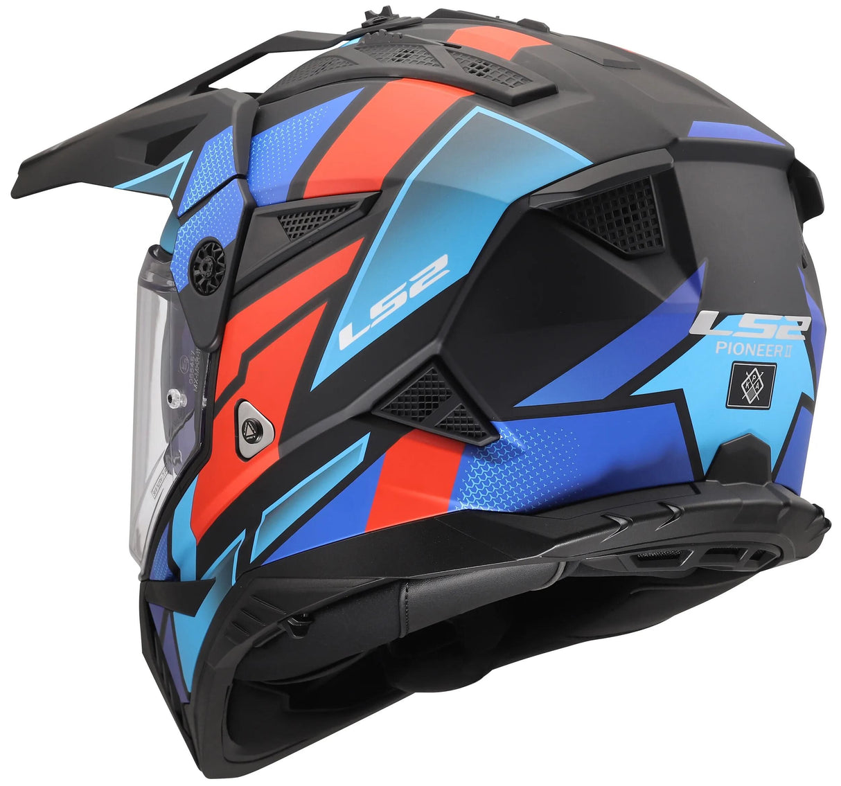 Casque enduro LS2 MX702 Pioneer II Block. casque mx702 Pioneer Block noir mat rouge bleu