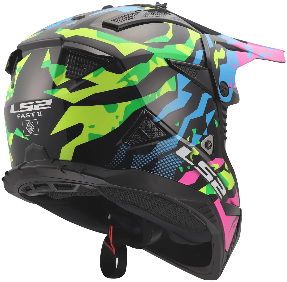 Ls2 casque de motocross mx708 fast ii casque grotesque mx708 fast ii grotesque bl rose vert x