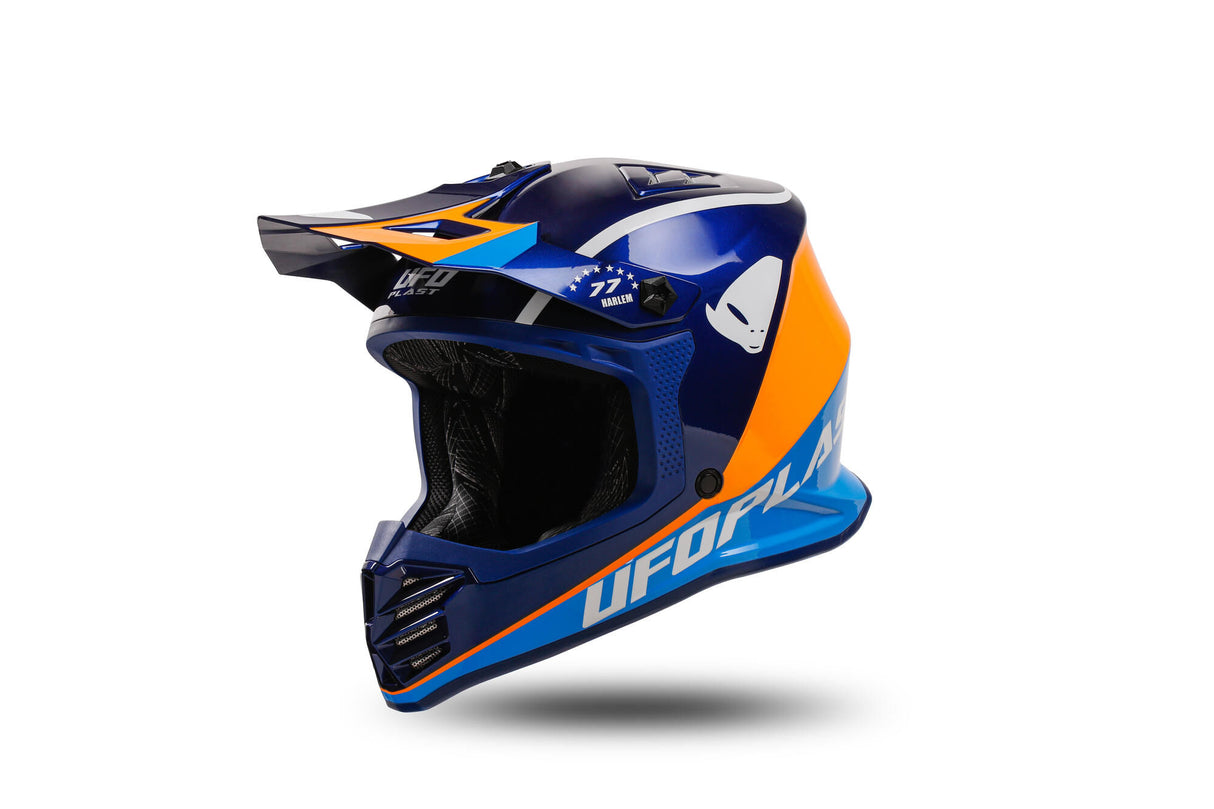 Casque motocross enfant Ufo plast korey, casque amovible ufo plst korey s bleu orange