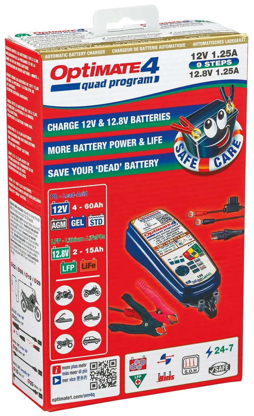 Le chargeur de batterie Tecmate optimise le programme 4 quad. programme quad chargeur optimate 4