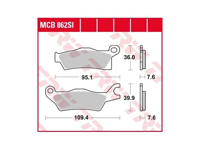 TRW -lucas plaquettes de frein mcb 862 plaquette de frein mcb 862 si métal fritté