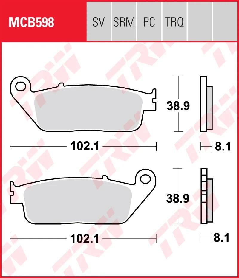 Plaquettes de frein TRW MCB 598 plaquette de frein MCB 598 norme organique