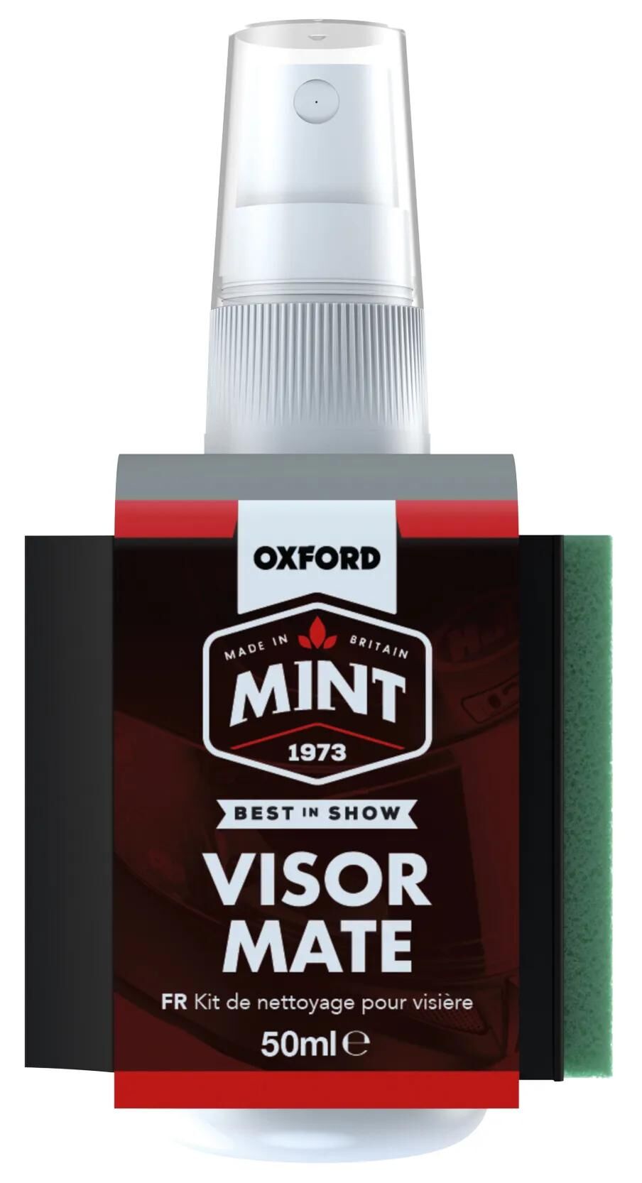 Visière menthe et nettoyant pour casque Oxford Visor Mate. nettoyant pour visière oxford 50 ml oc307