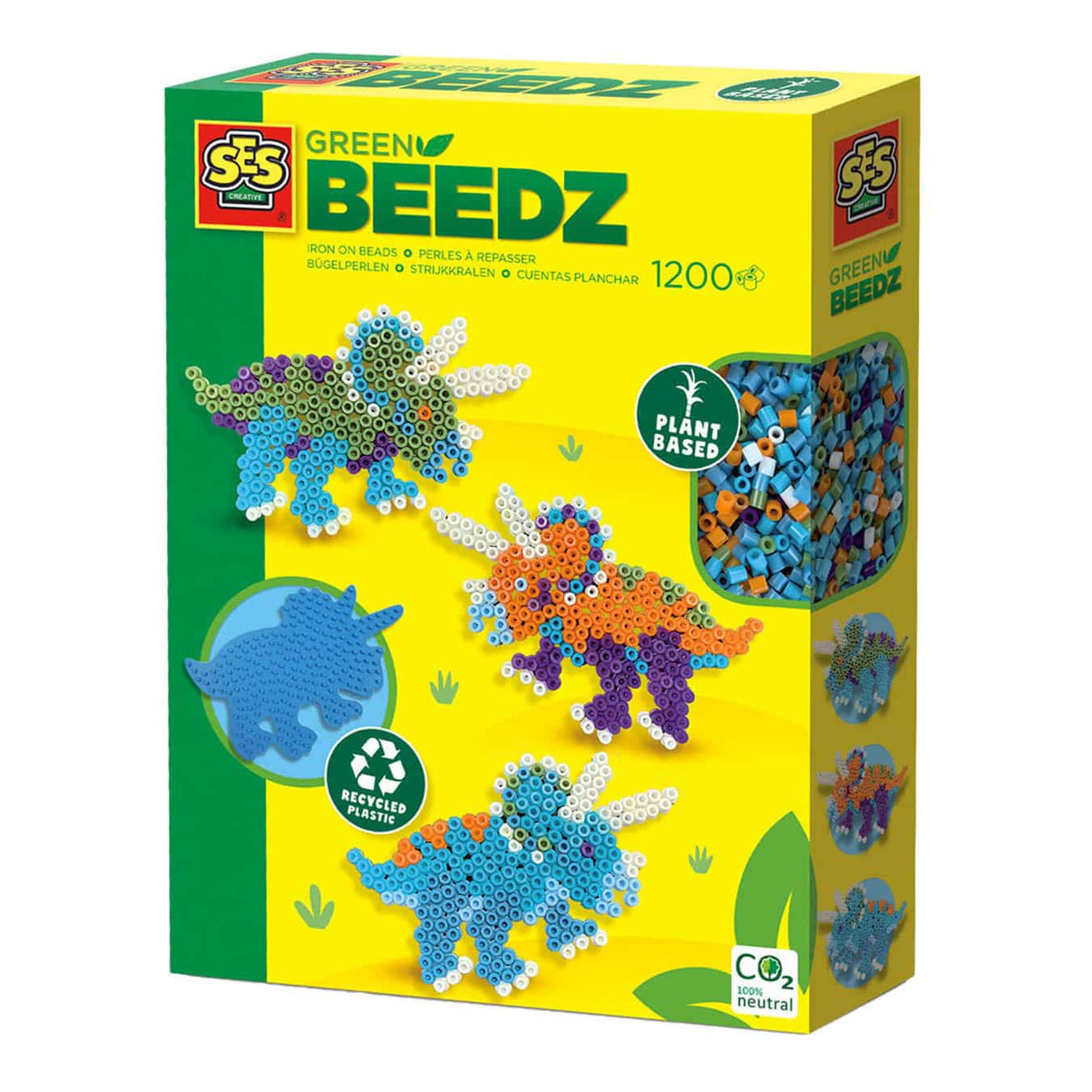 Ses creative ses green beedz - set de perles thermocollantes triceratops dino
