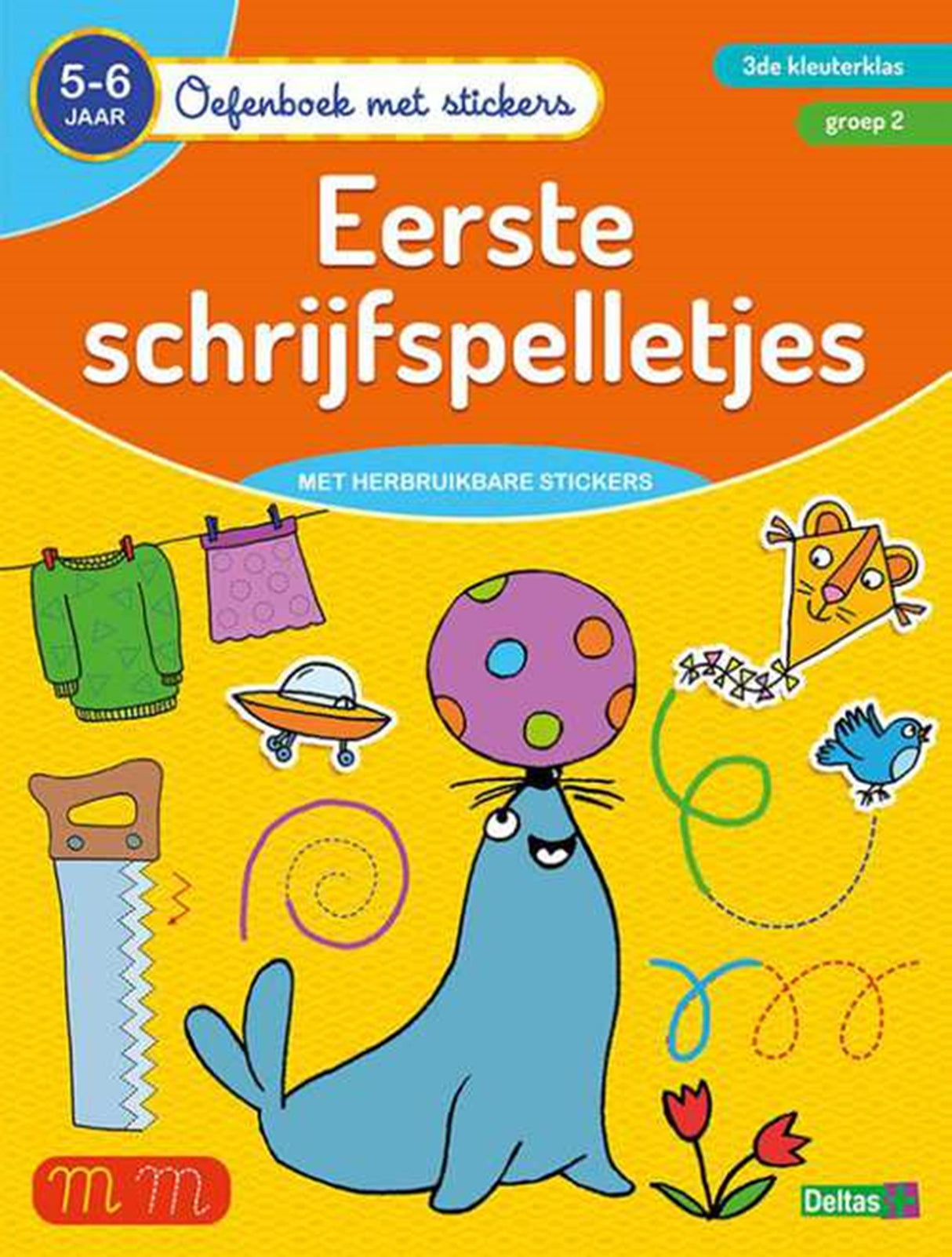 Cahier d'entraînement Deltas avec autocollants - premiers jeux d'écriture pour 5-6 ans