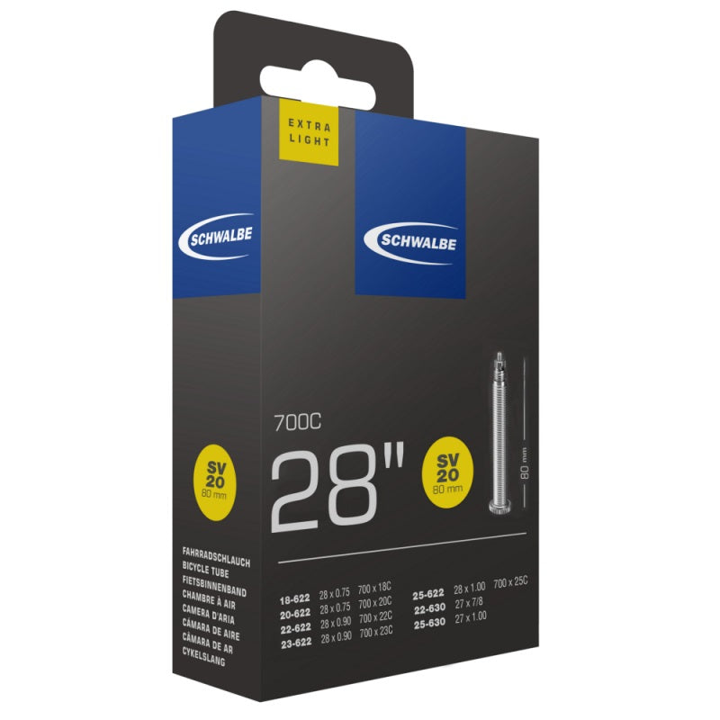 Tube intérieur de Schwalbe 27 28 x 0,75 1,00 (18 25-622 630) FV 80 mm