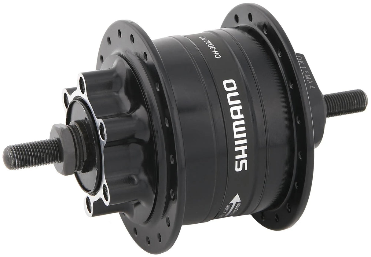 Shimano moyeu dynamo dh-3d32 cale.hub dyn.dh3d32 36h sol.essieu 6v 3w bl.e2