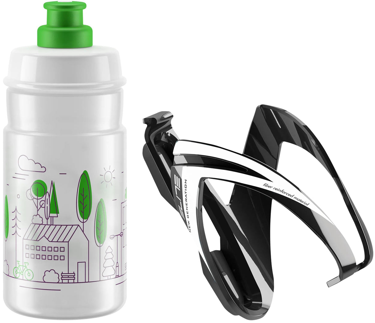 Kit bidon Elite + porte-bidon ceo bidon noir jet transparent avec vert