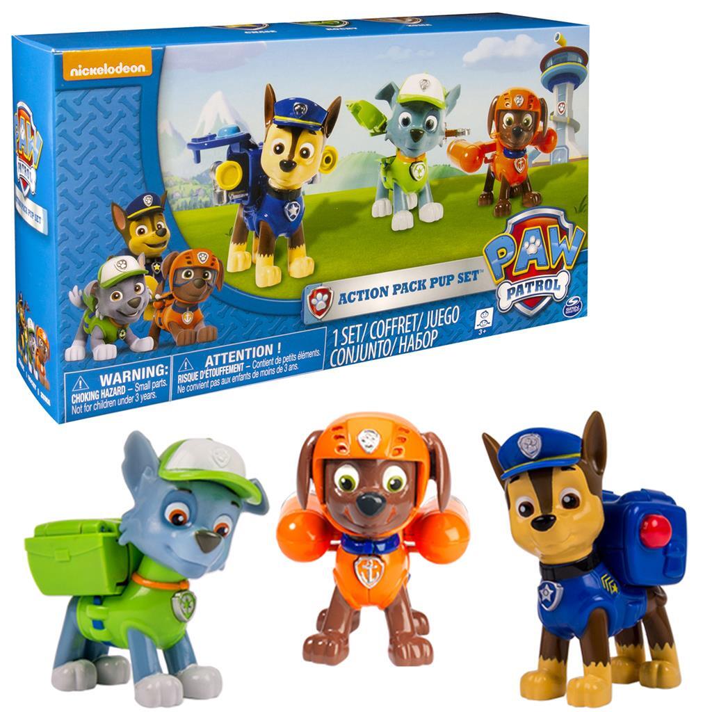 Pack d'action Paw Patrol 3 chiots Rockyen Zuma et Chase