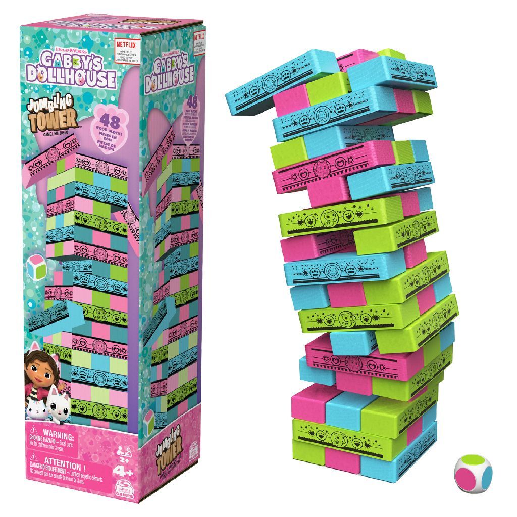 Spin Master Gabby #039;s Dollhouse Jeu de tour de blocs de tour de mélange avec 48 blocs de bois