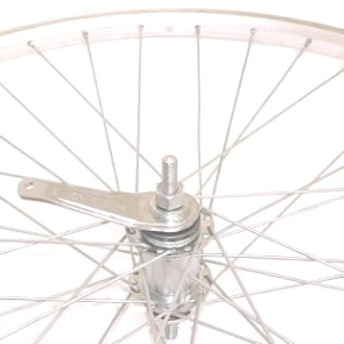 Roue arrière 28 sp. Moyeu de frein à ventilation de base argenté à 13 rayons en aluminium
