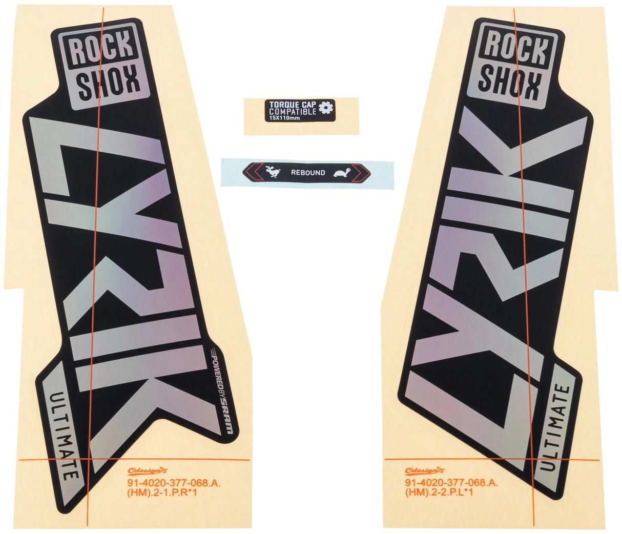 Ensemble de décoration Rockshox, série Signatur, ensemble de décalcomanies RS Lyrik Ult. arc en ciel