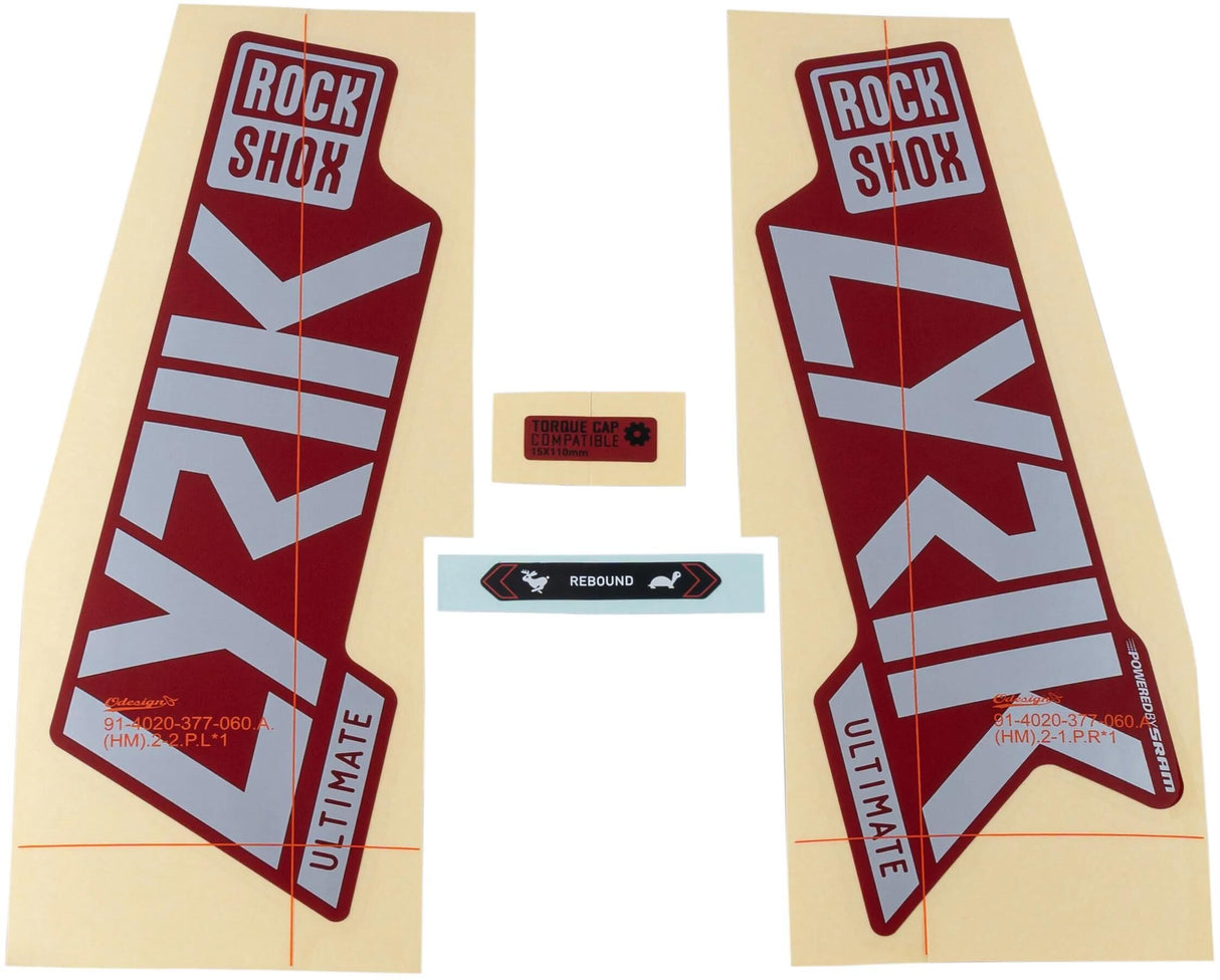 Ensemble de décoration Rockshox, série Signatur, ensemble de décalcomanies RS Lyrik Ult. argent